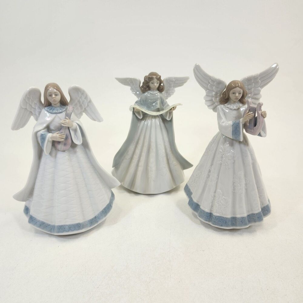 3 Lladro Angels Heavenly Harpist 5830 Singer 5831 Angelic Melody 5963 1991 1993